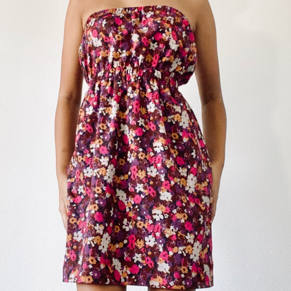 Lush: Floral strapless dress